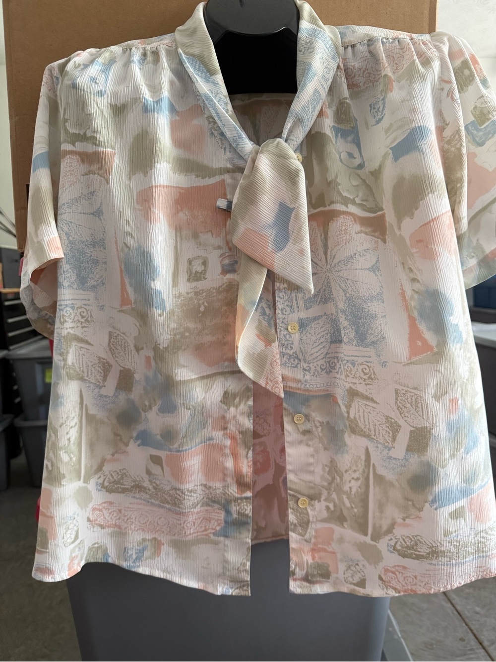 Pastel Print Tie-Neck Top - Brand Unspecified p73